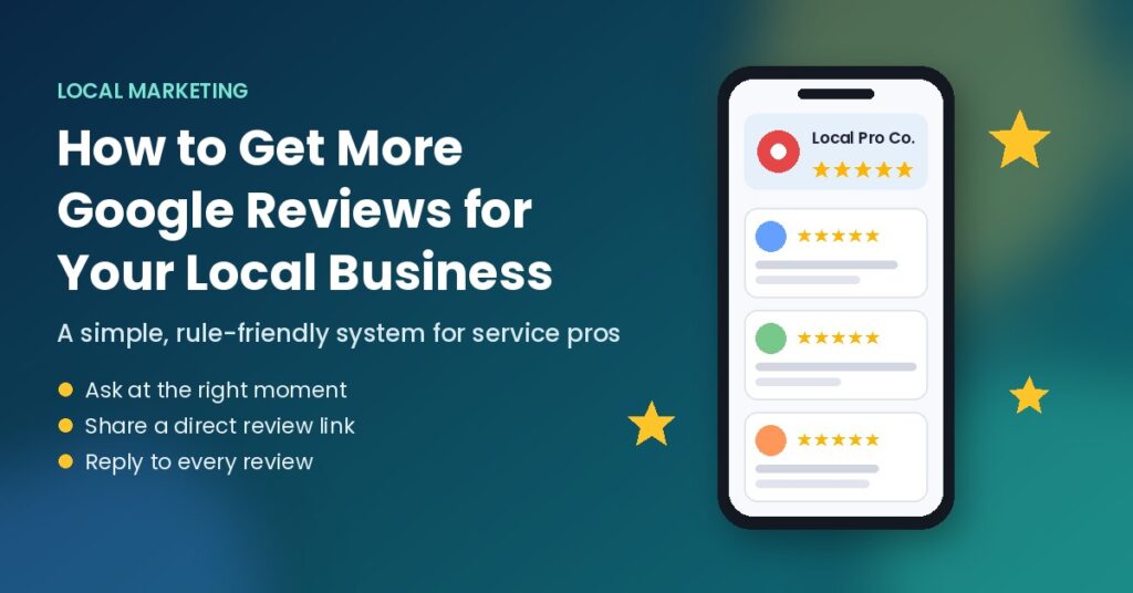 How to get more Google reviews for your local business - phone showing five-star reviews