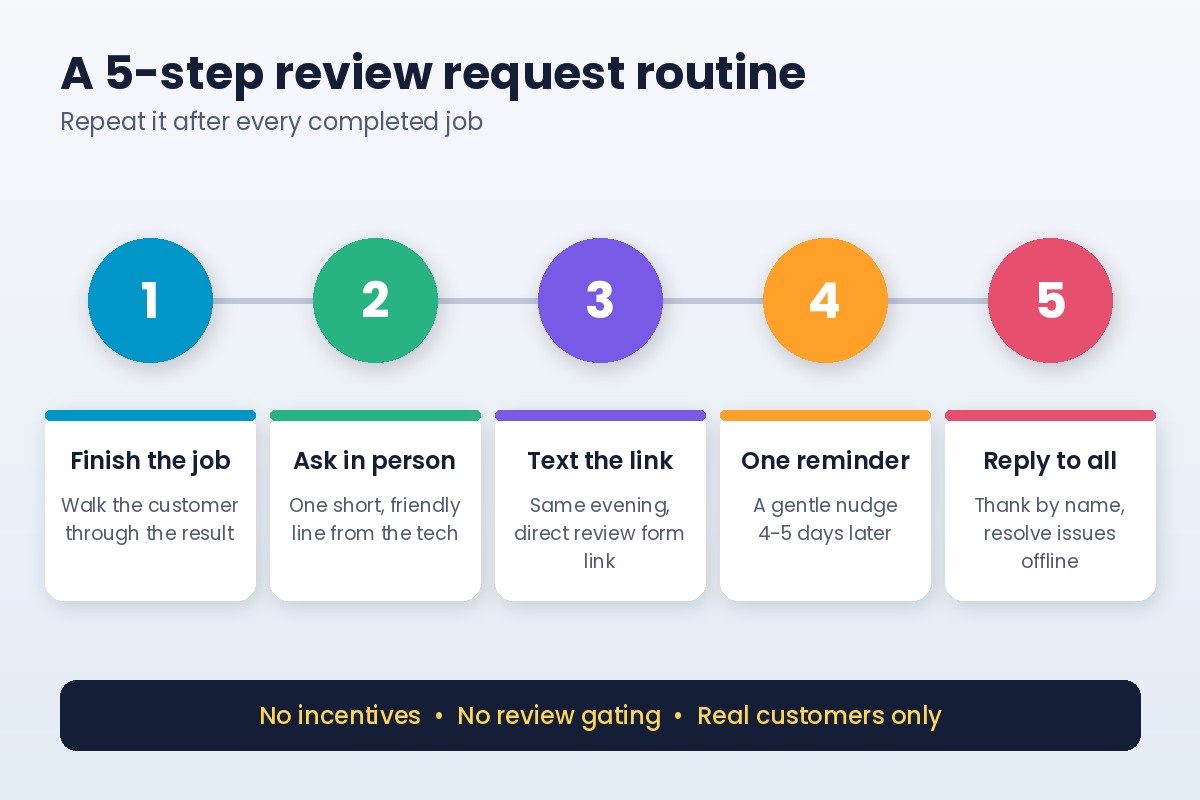 how to get more Google reviews for your local business - five step review request process
